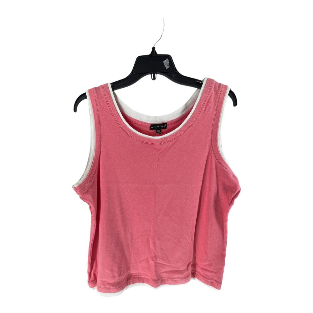 Carolyn Taylor Pink White Trim Sleeveless Tank Top Women's Size XL